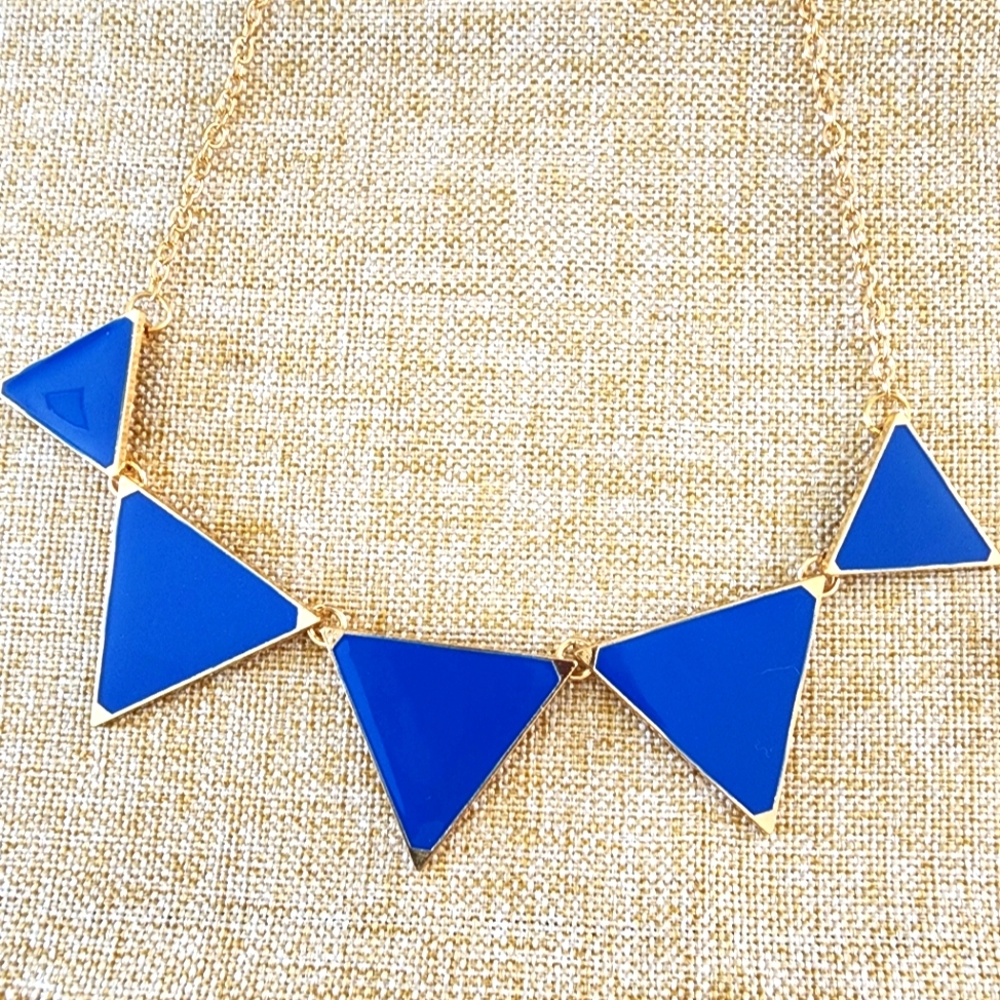 Cobalt Blue Triangle Statement Necklace